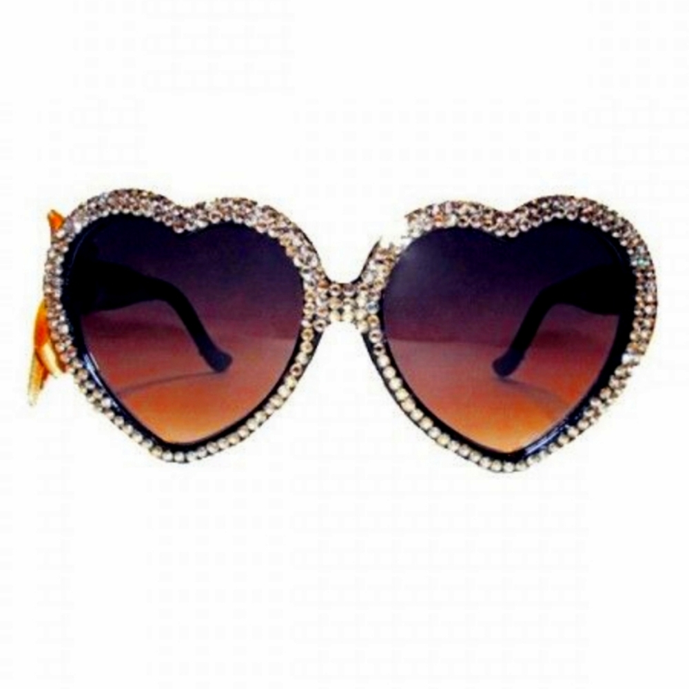 Gold heart shaped sunglasses swarovski crystals